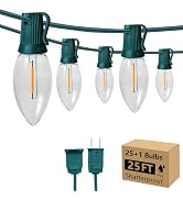 C9 Clear Christmas String Lights, 25FT 26 Bulbs Bright & Warm Outdoor Christmas Lights, Outdoor I...