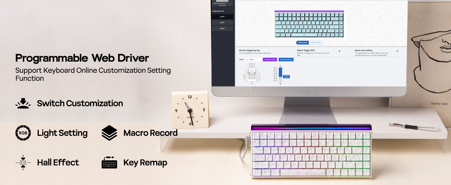 Hall Effect Keyboard with Neon RGB Light Box