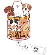Cosmisun Anti Depresants Badge Reel - Dog Nursing Badge Holder Retractable with Alligator Clip Fu...