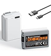 K&F Concept 2 Pack NP-FW50 Battery Type-C Fast Charging A6400 Battery Compatible with Sony A6000 ...