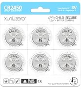 XUNIUZERO 6-Pack CR2450 Lithium Coin Cell Battery, 3 Volt, Long Lasting Power, Mercury-Free, Chil...