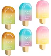 Smilo 6 Pcs Ice Cream Popsicle Erasers for Kids, Cute Gradient Color Pencil Erasers, TPE Material...