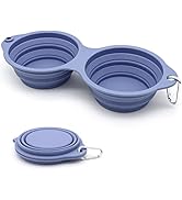 SLSON Collapsible Dog Bowls,Integrated Molding Dog Double Bowl No Plastic Rim 2 in 1 Foldable Pet...
