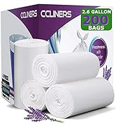 CCLINERS 2.6 Gallon Lavender Scented Trash Bags (200 Count) White 2 Gallon Trash Bags Small Bathr...