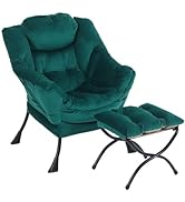LITA Lazy Chair with Ottoman, Modern Accent Leisure Upholstered Sofa Chair, Contemporary Lounge R...