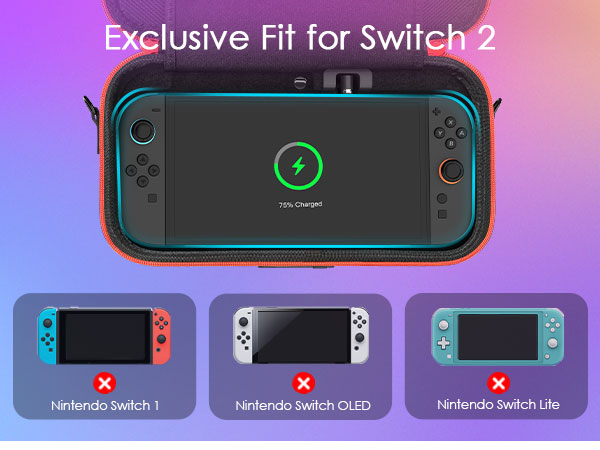 Nintendo switch 2 charging travel case carrying battery charger wireless cordless bag