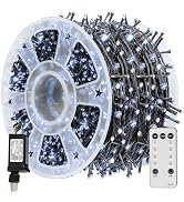 TW SHINE Christmas Lights, 600 LED 196FT Christmas String Lights Plug-in with 8 Modes Timer and R...
