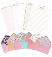 KSIWRE Stationary Paper and Envelopes Set, 24 PCS Writing Stationery Paper with 12 PCS Envelopes,...