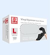 Basic Medical Synmax Black Vinyl Exam Gloves - Latex-Free & Powder-Free - 100 pcs
