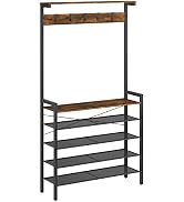 HOOBRO Hall Tree with Bench, Coat Rack with Shoe Storage, Shoe and Coat Rack, 5-Tier Entryway Sho...
