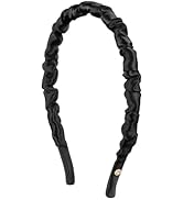 EVITA PERONI Headbands for Women Silk Pleated Headband thin and comfortable Hairband-Black