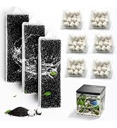 PAWGETHER Filter for Fish Tank, 3 Pcs Filters & 6 Pack Quartz Balls for Aquarium, Multi-Layer Fil...