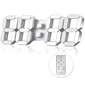 EDUP HOME 15" 3D LED Digital Wall Clock, Large Decor Wall Clock, 12/24H, Time/Date/Temperature Di...
