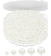 1600PCS FIVEIZERO Pearl Beads for Crafts, 6mm White Craft Pearls, Glossy Loose Pearls with Holes ...