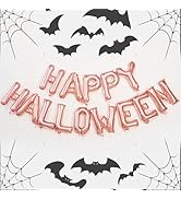 Rose Gold Happy Halloween Balloons Halloween Letter Balloons Happy Halloween Banner Balloons for ...