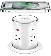 Pop Up Countertop Outlet with 15W Wireless Charger, 4 Outlets & 4 USB (2 PD20W USB-C) 3.15in Desk...