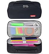 Large Pencil Case Organizer, Black Pencil Pouch for Adults, Teens, and Kids - Protable Pencil Pen...