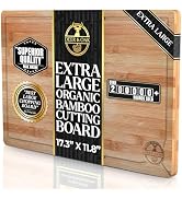 Deer & Oak Premium Extra Large Bamboo Cutting Board - 17.3" x 11.8" x 0.8" Wooden Chopping Board ...