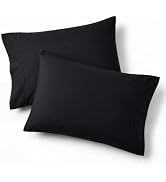 Bedsure Pillow Cases Standard Size Set of 2 - Black Brushed Microfiber Pillowcases, Super Soft Pi...