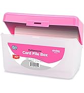 Enday Index Card Holder Pink, 3x5 Note Flash Card Organizer Case, Index Card File w/flip top, Not...