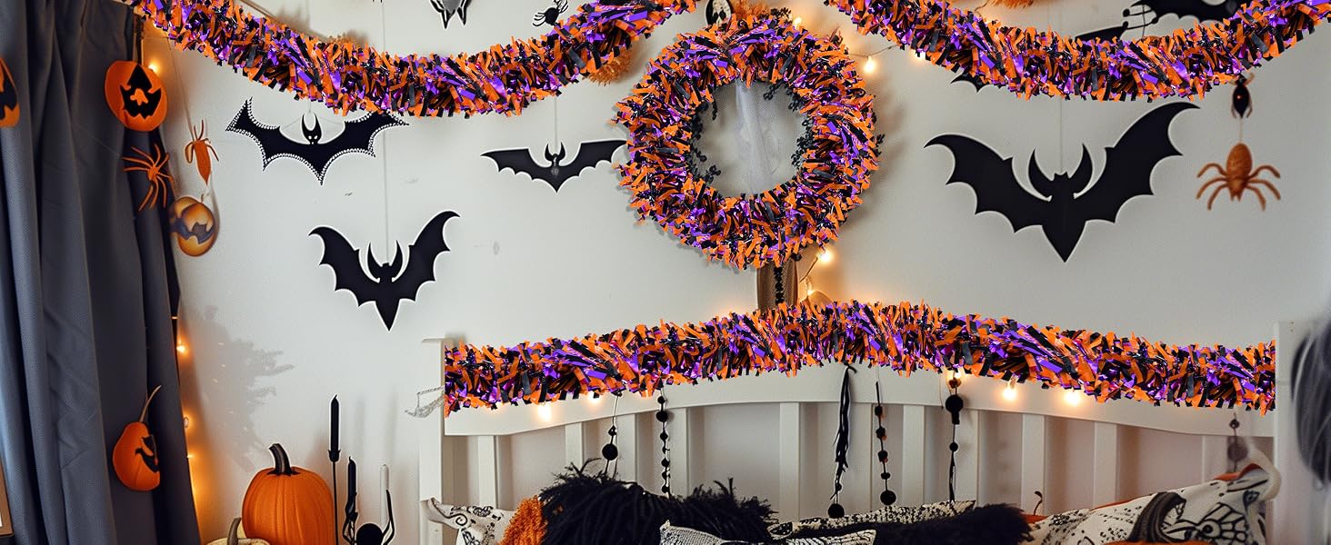 4 Strings Total 26.4 FT Halloween Full Fringe Tinsel Garlands