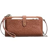 befen Leather Wristlet Wallet for Women Cell Phone Purse with Built in Wallet Vintage Leather Cro...