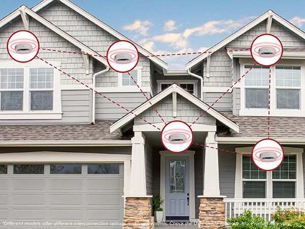 Kidde wireless smoke detectors across different sections of the home-mobile