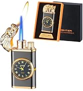 Magic Dragon Dual Flame Windproof Lighter - Adjustable Flame, Refillable Butane Gas for Men, Wome...