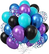 Black Purple Blue Balloon,60 Pcs 12 Inches Metallic Blue Purple Teal Balloons Confetti Balloons f...