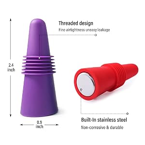 Wine Stoppers (Set of 8), Silicone Wine Bottle stopper and Beverage Bottle Stoppers