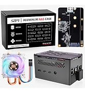 GeeekPi Raspberry Pi 4 Aluminum NAS Case with ICE Tower Cooler and M.2 SATA SSD Adapter Board,Ras...