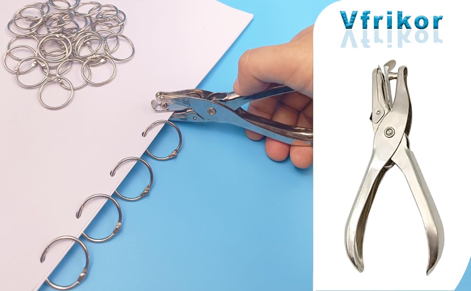 Vfrikor Book Rings with Single Hole Punch