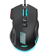 acer Wired Gaming Mouse, 12,800 DPI RGB Ergonomic Computer Mouse with Optical Sensor, 8 Programma...