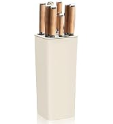 NEWE Knife Block Holder without Knives, Universal Kitchen Storage Stand with Wavy Slots to Protec...