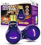 REPTIZOO 2PCS Reptile Night Heat Lamp, 50W Moonlight Heat Bulb Infrared Heating Lamp Purple Repti...