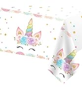 DaiUni 1PCS Unicorns Party Tablecloths for Birthday Decoration, Plastic Disposable Rectangle Tabl...
