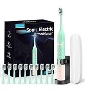 Electric Toothbrush Set, Equipped with 10 Brush Heads and Travel case, IPX8 Waterproof, 2-Minute ...