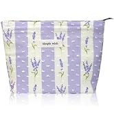 Wudygirl Small Makeup Bag for Women 8.3"x5.9" Purple Bellflower | Canvas Lined Makeup Pouch for S...