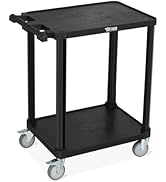 TUFFIOM 2-Tier Plastic Service Utility Cart, Rolling Flat Cart with Wheels, Large Capacity, Multi...