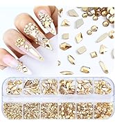 Dowarm 3200PCS Champagne Gold Nail Art Rhinestones, Round Flatback Rhinestones for Nails, Crafts,...