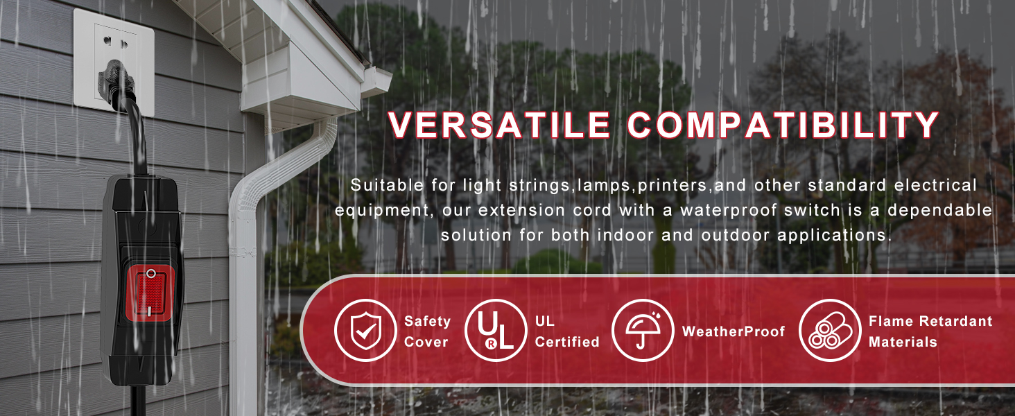 Waterproof Extension Cord with Switch