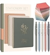 ALKALO Cute Spiral Notebook Set For Women, Bible Journal Set, 3 Pack A5 Spiral Notebook + 5 PCS G...