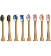 Bamboo Brush Heads for MgcSto Ultrasonic Electric Toothbrush 8 Pack Heads 100% Natural Bamboo Base