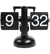 mooas Flip Desk Clock (Black), Retro Vintage Design Auto Flip Desk/Table Clock Large Number Batte...