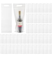 Yesland 200 Pcs Wine To Go Bag with Handle, 6.3" x 15.7" Thick Plastic Travel Wine Bags with Self...