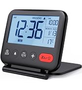 NOKLEAD Digital Travel Alarm Clock for Bedroom Office: Small LCD Desk Clock with Backlight Date T...