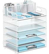 JMHUD 6-Tier Paper Letter Tray Organizer with Pen Holder, Mesh Desk Accessories & Workspace Organ...