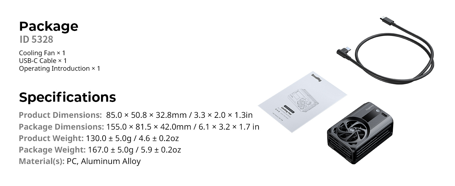 camera cooling fan with battery 5328