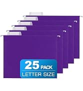 25 Packs Hanging File Folders with 1/5-cut Tab,Letter Size File Folders Purple for Filing Cabinet...