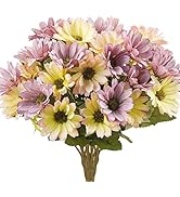 Ruidazon 4 Bundles Artificial Daisy Flowers, 12.2” Outdoor Daisies Flowers Artificial Fake Daisie...
